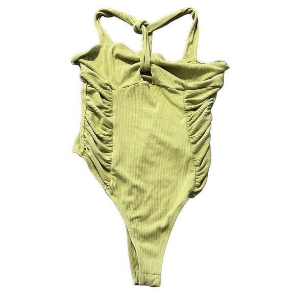 Elodie ribbed green halter bodysuit size large - Picture 2 of 4